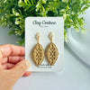 Floral Cutout Oval Polymer Clay Earrings | Lightweight Statement Drop Earrings