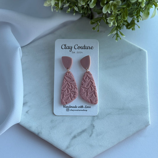 Angela Embossed Drop Polymer Clay Earrings – Lightweight Statement Earrings