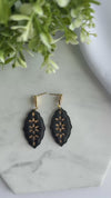 Floral Cutout Oval Polymer Clay Earrings | Lightweight Statement Drop Earrings